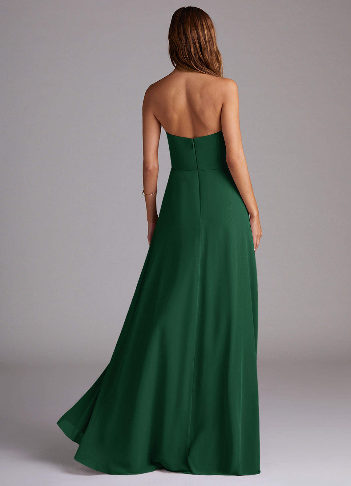 Wren A-Line Straight-Neck Chiffon Bridesmaid Dress in Dark Green