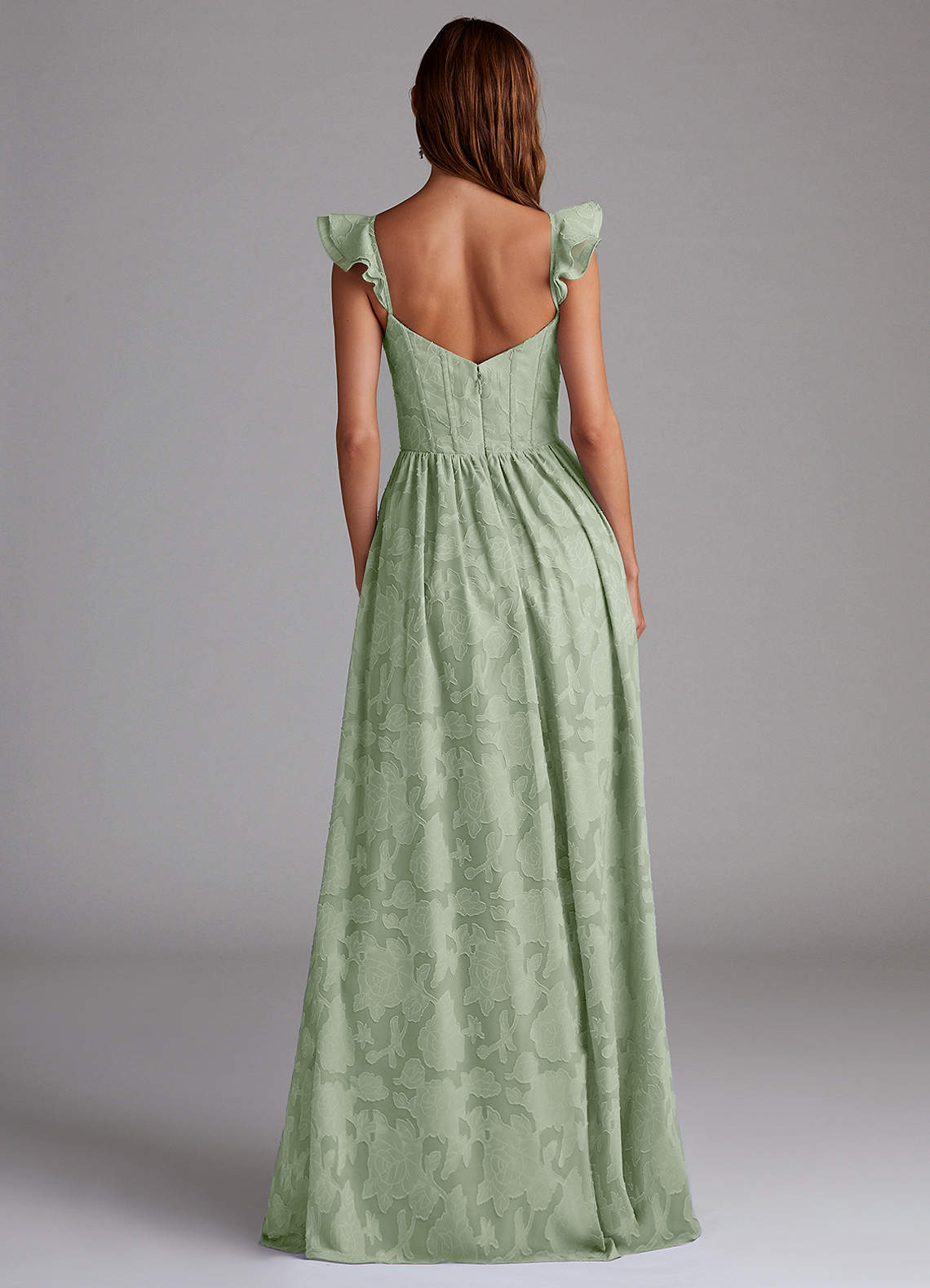 Denisse A-Line Sweetheart Floral Burnout Bridesmaid Dress in Dusty Sage