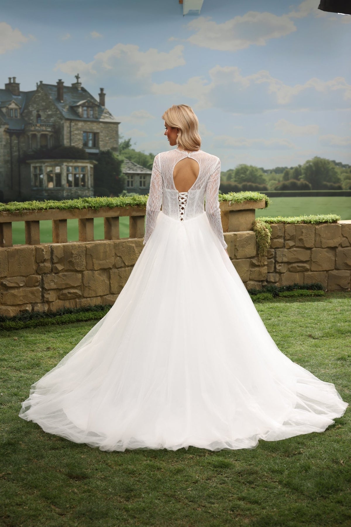 Caia white wedding dress back view 4
