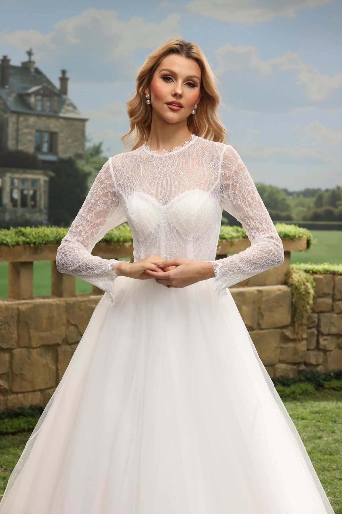 Caia white wedding dress detail view 6