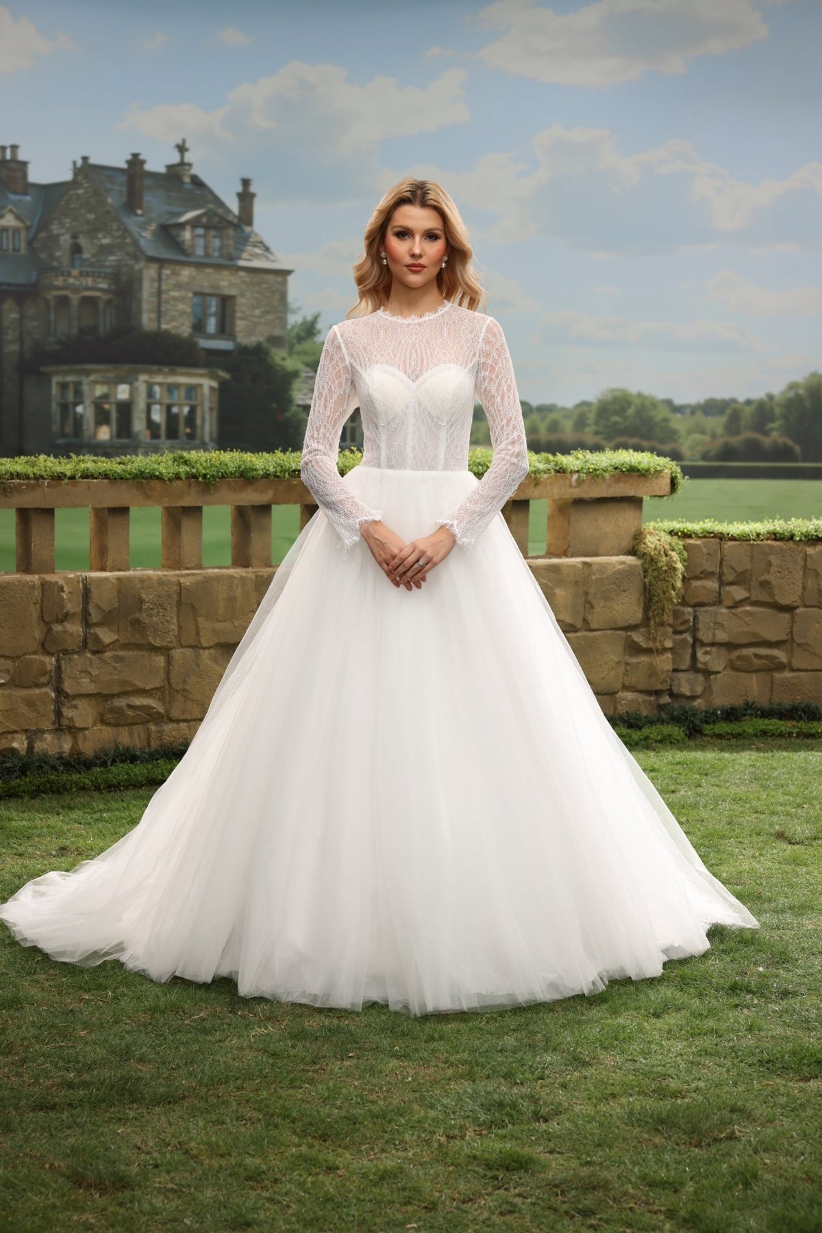 Caia white wedding dress front view 1