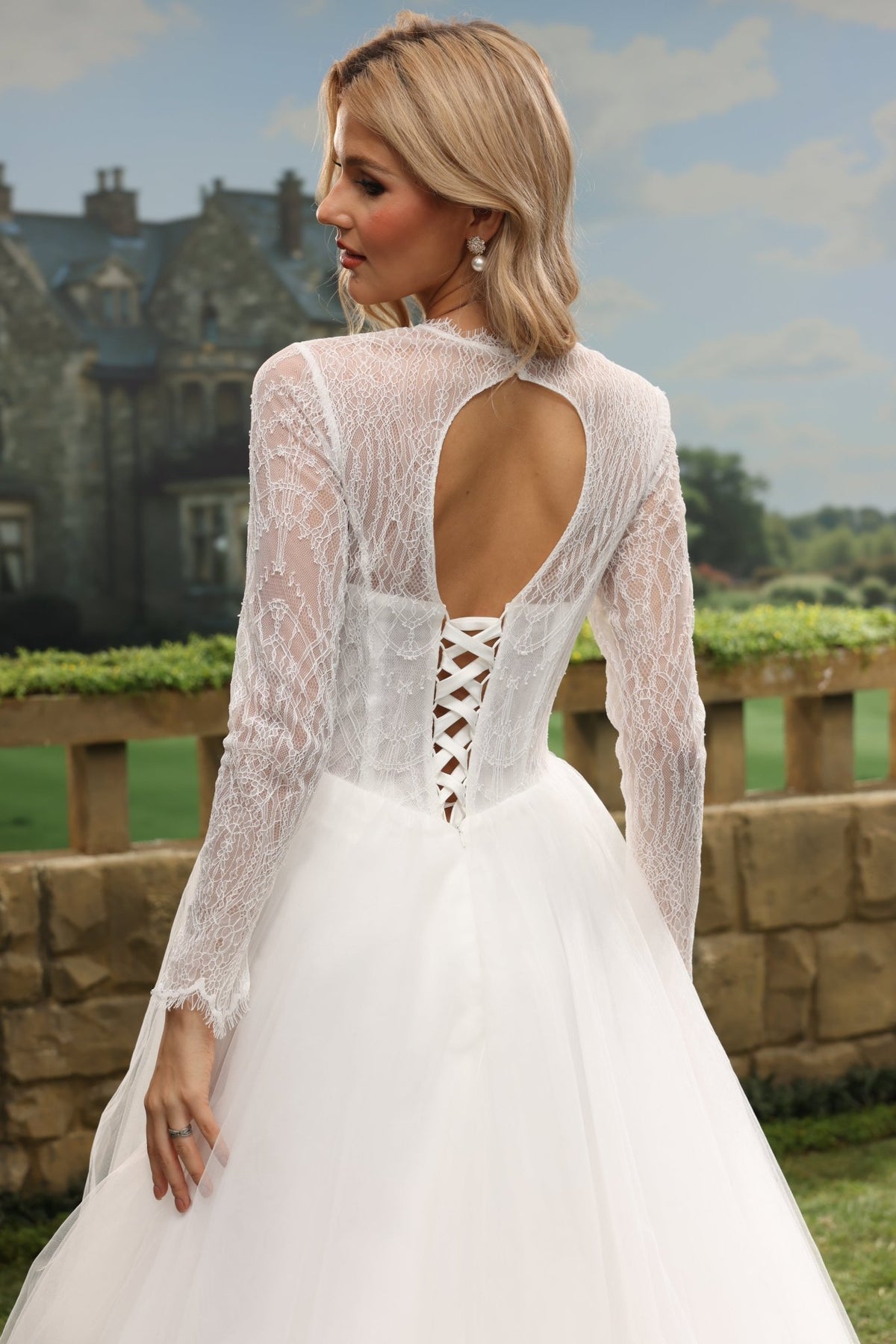 Caia white wedding dress back view 5