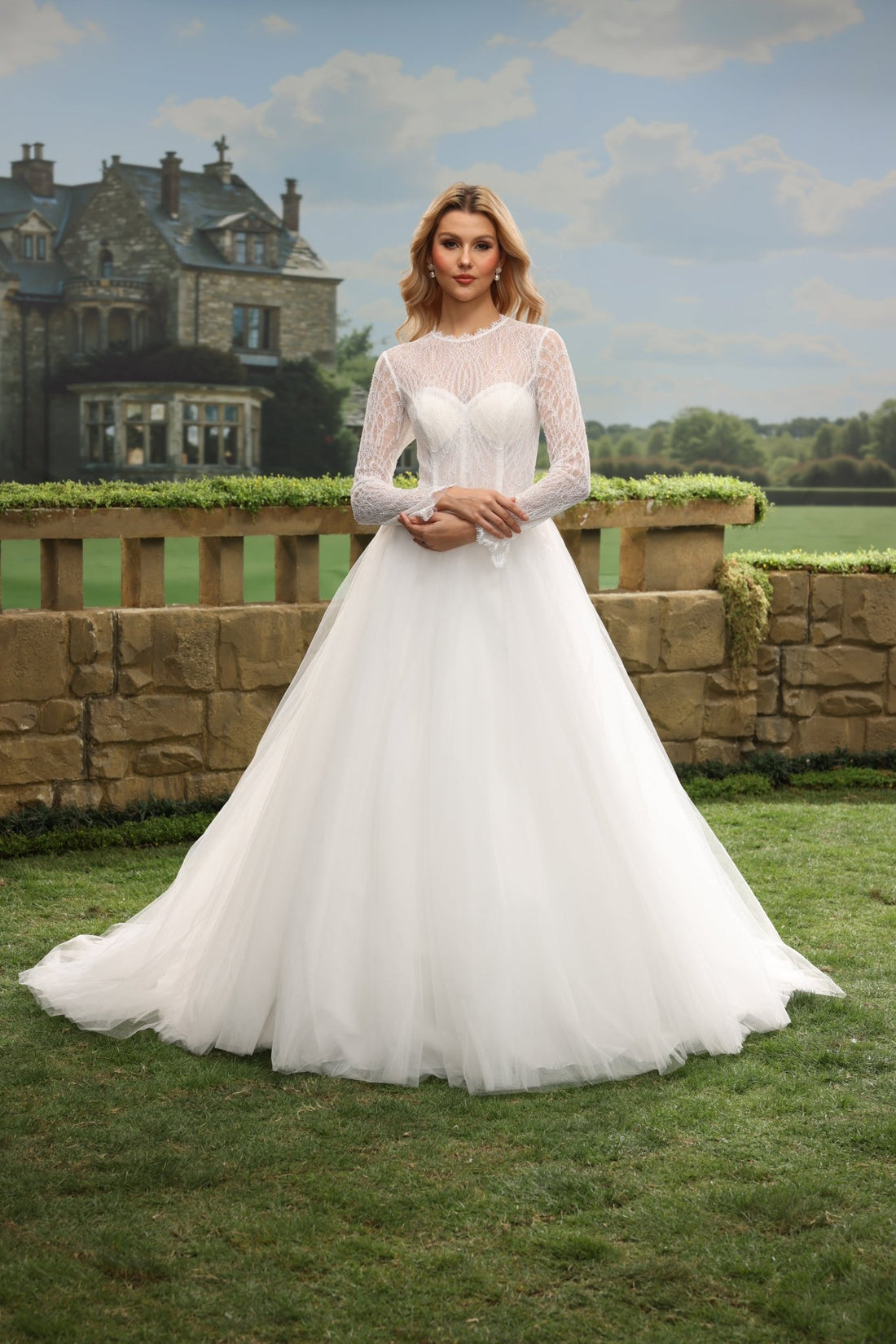 Caia white wedding dress front view 1
