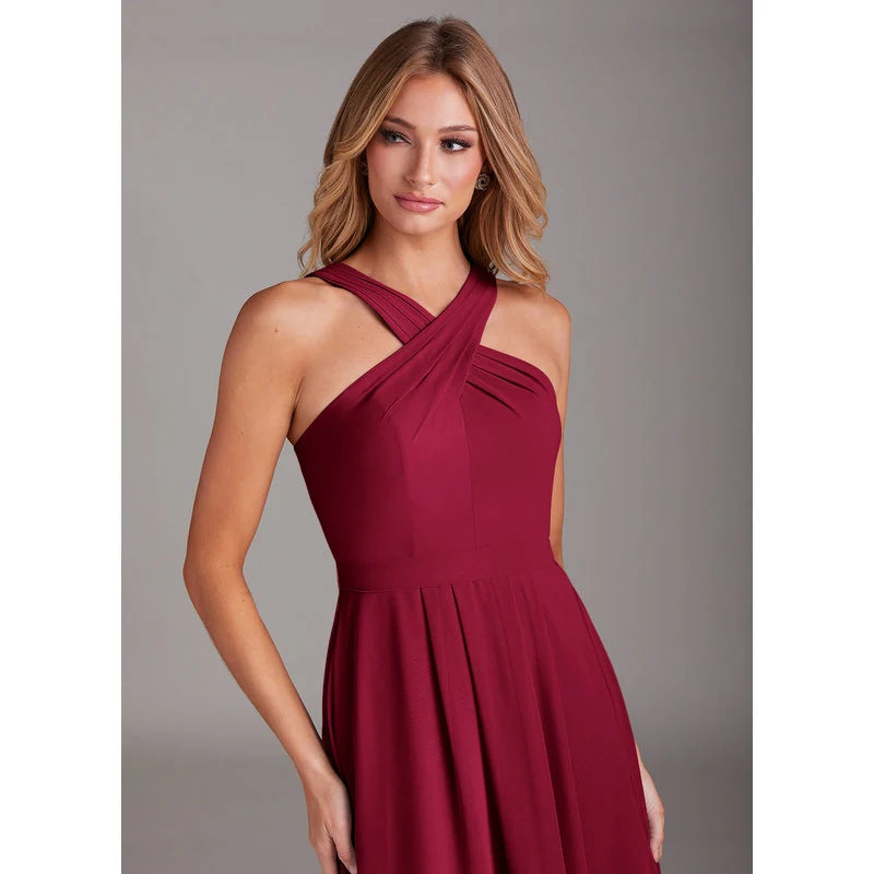 Dixie A-Line Halter Chiffon Bridesmaid Dress in Burgundy - additional view 23