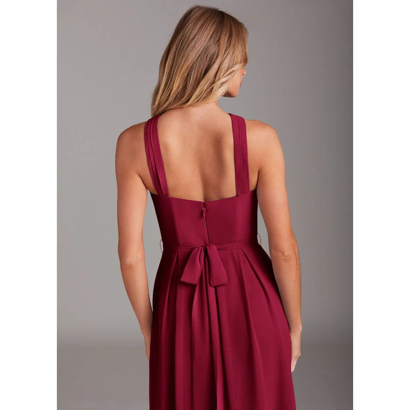 Dixie A-Line Halter Chiffon Bridesmaid Dress in Burgundy - additional view 24