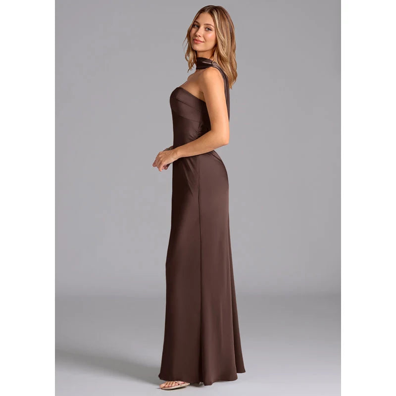 Lusinda Mermaid Strapless Stretch Satin Bridesmaid Dress in Ganache - additional view 12