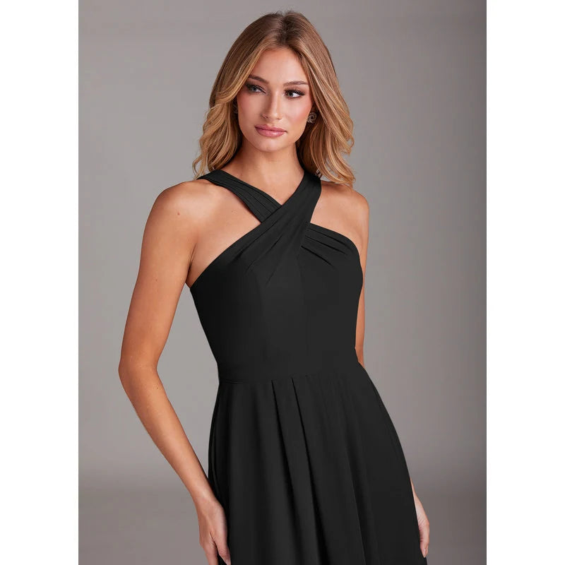 Dixie A-Line Halter Chiffon Bridesmaid Dress in black - additional view 16