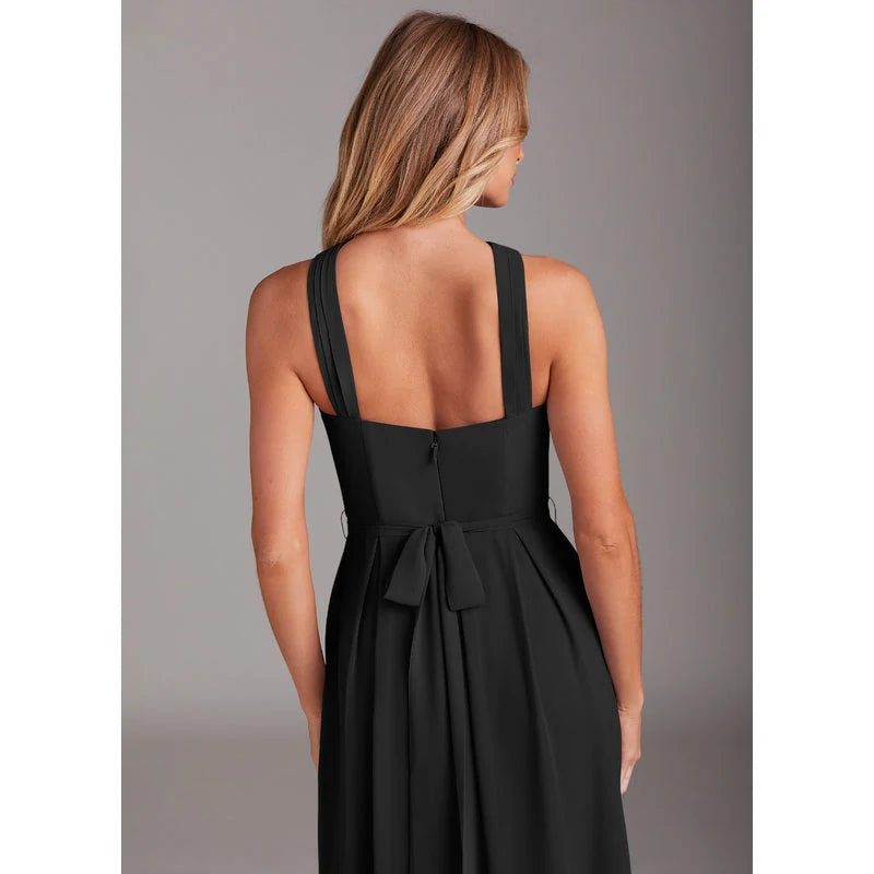 Dixie A-Line Halter Chiffon Bridesmaid Dress in black - additional view 17