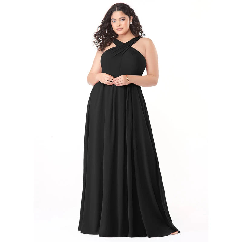 Dixie A-Line Halter Chiffon Bridesmaid Dress in black - additional view 18