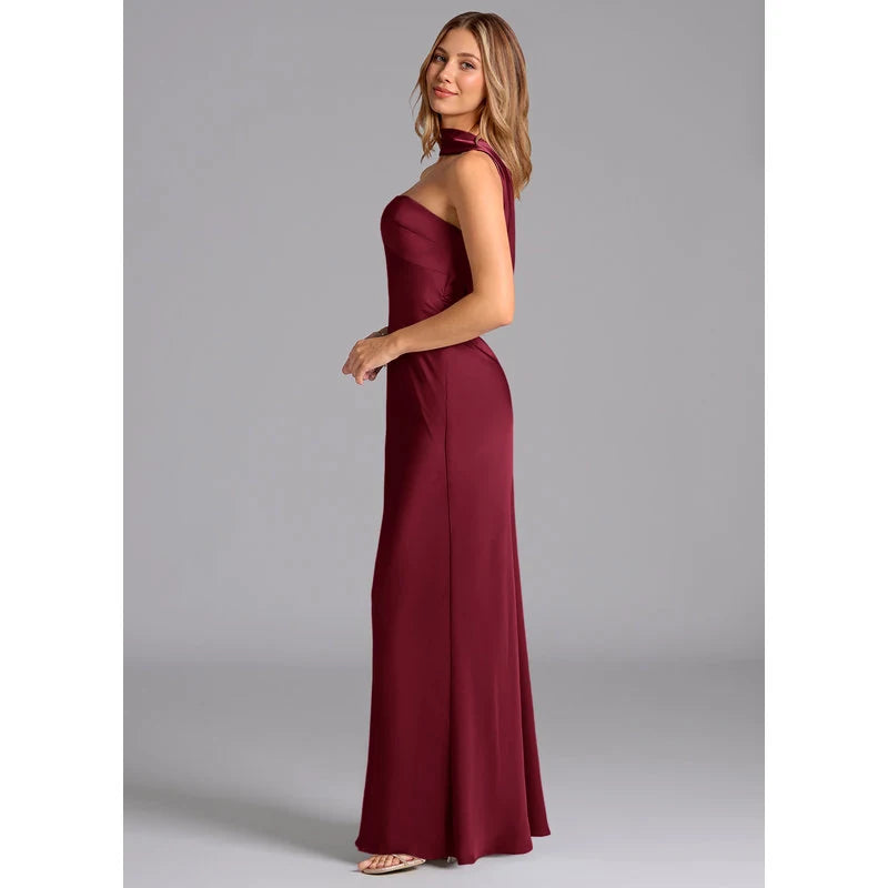 Lusinda Mermaid Strapless Stretch Satin Bridesmaid Dress in Burgundy - additional view 32