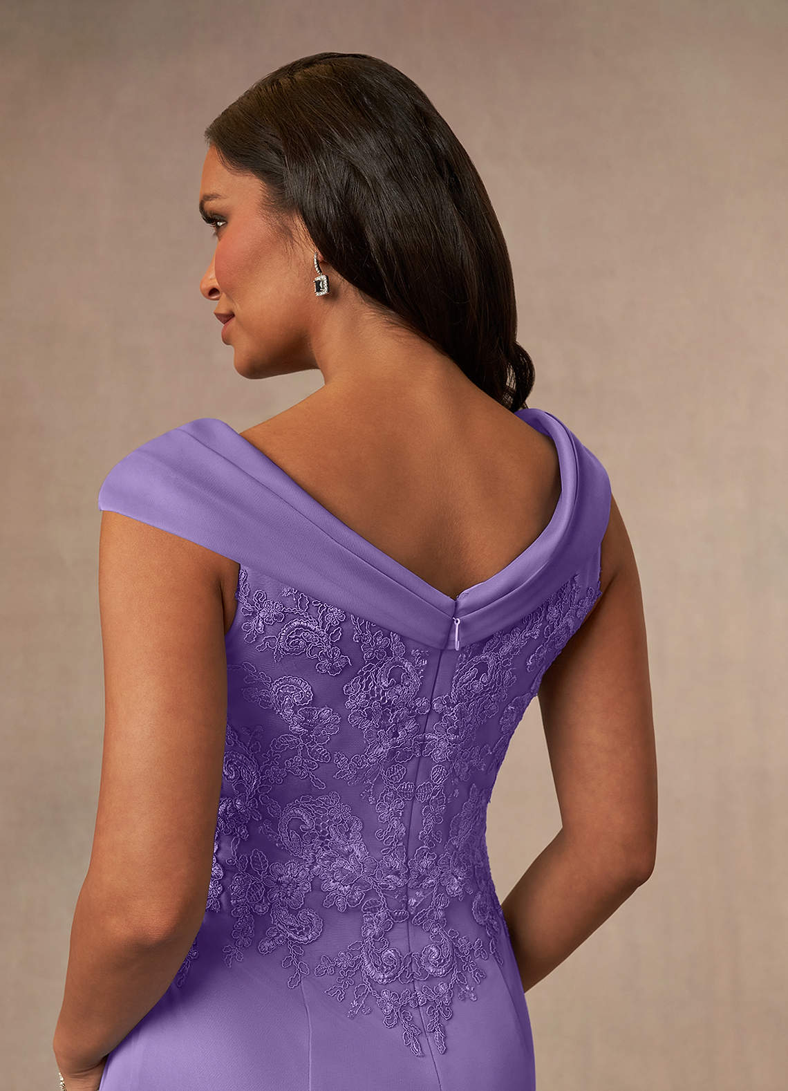 Calathea A-Line V-Neck Lace and Mesh Mother of the Bride Dress in Tahiti