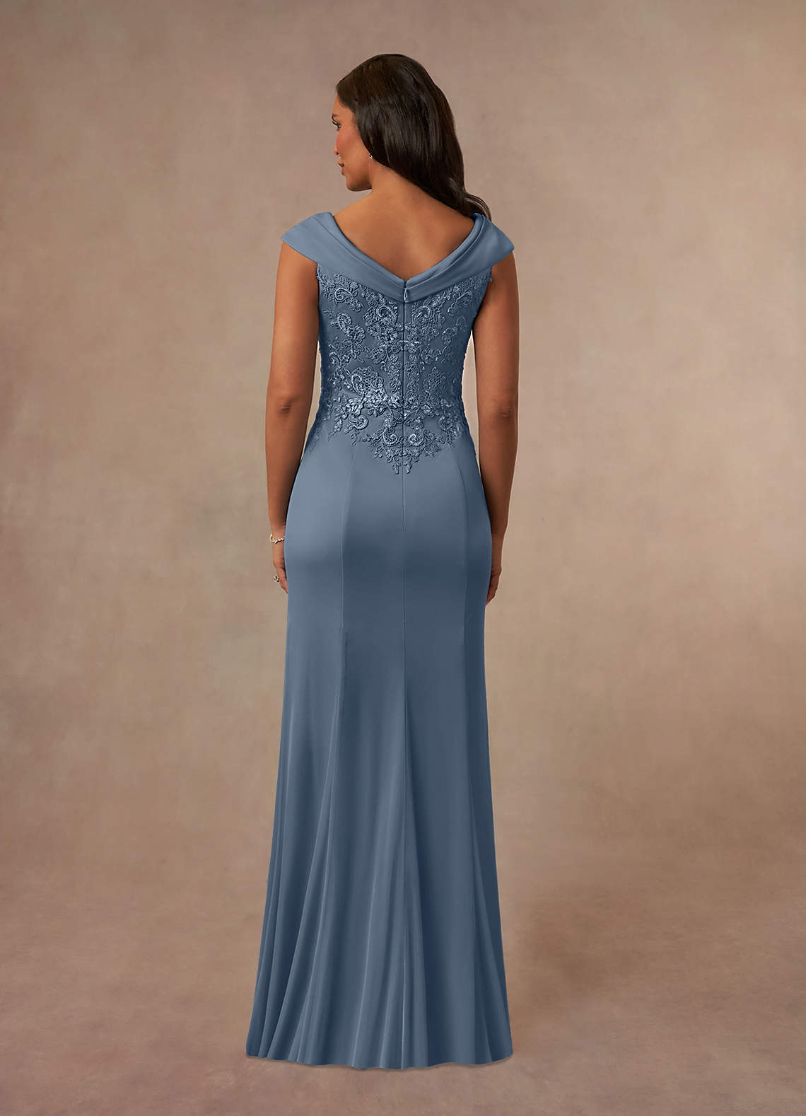 Calathea A-Line V-Neck Lace and Mesh Mother of the Bride Dress in Twilight