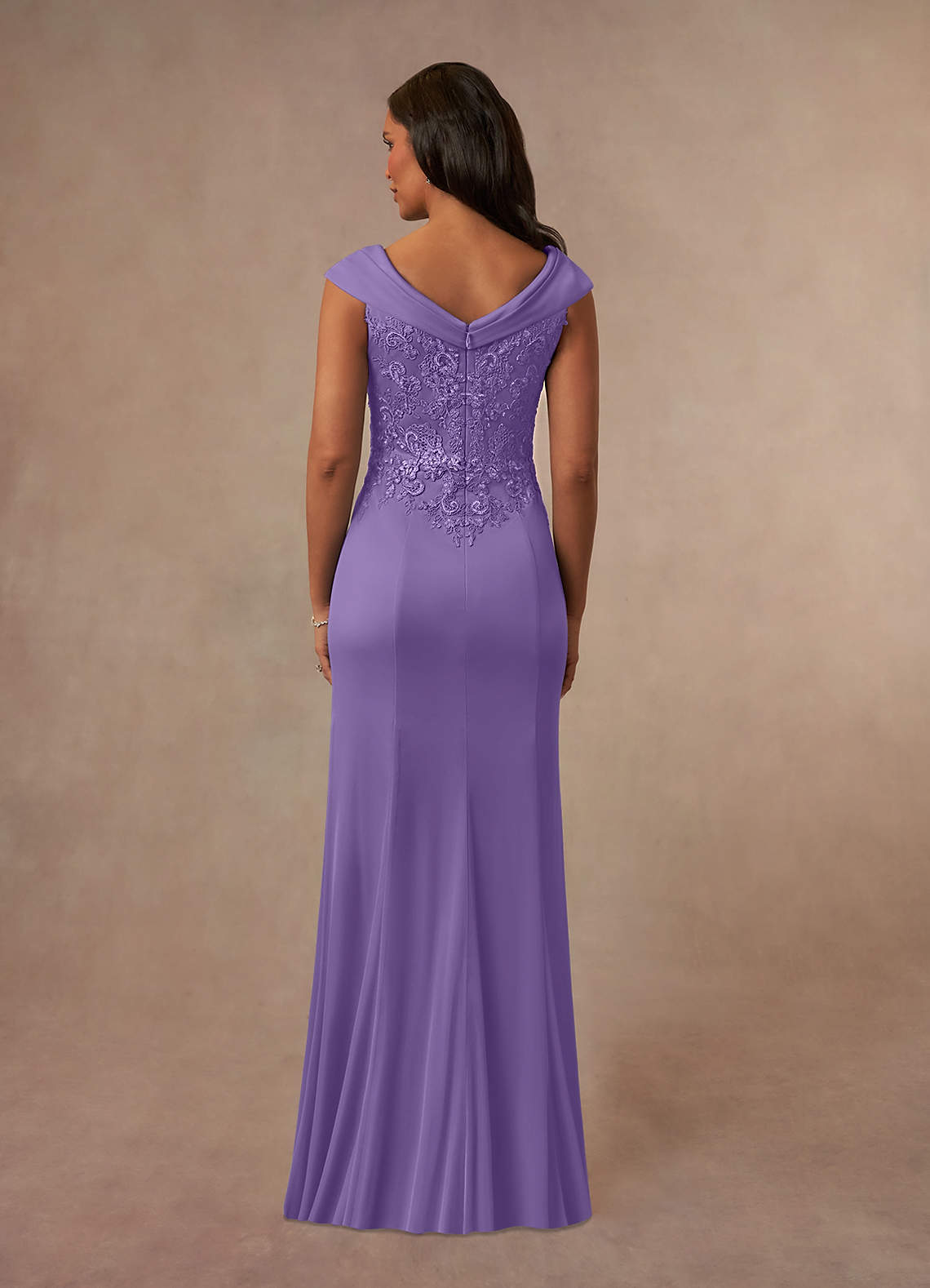 Calathea A-Line V-Neck Lace and Mesh Mother of the Bride Dress in Tahiti