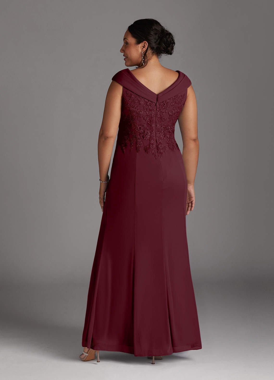 Calathea A-Line V-Neck Lace and Mesh Mother of the Bride Dress