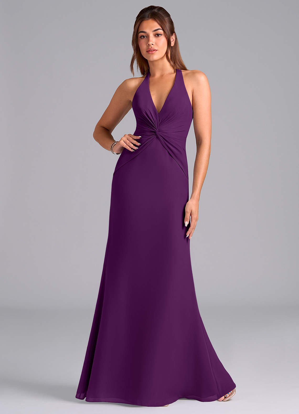 Valerie Mermaid V-Neck Chiffon Bridesmaid Dress in Grape