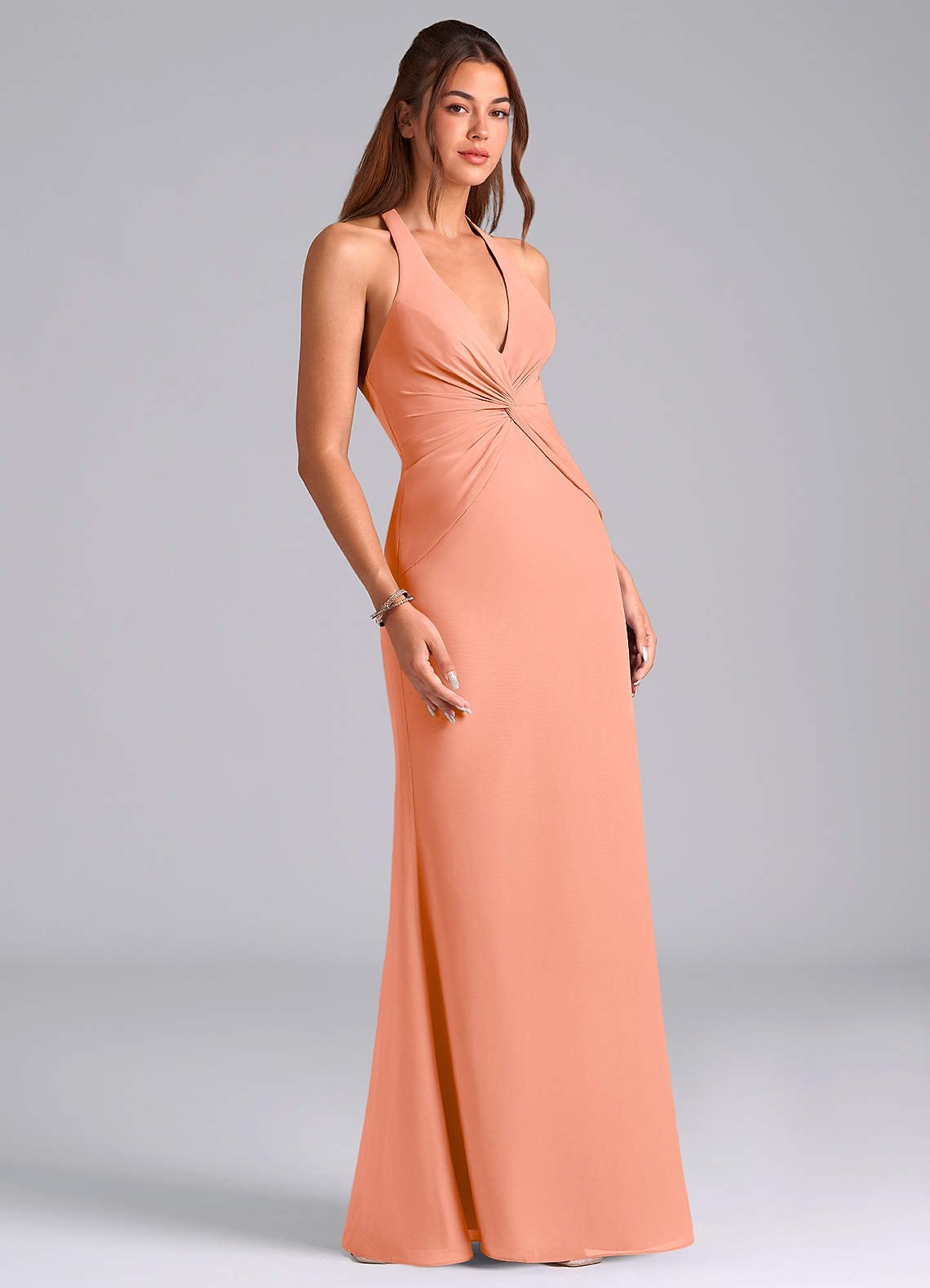 Valerie Mermaid V-Neck Chiffon Bridesmaid Dress in Sunset