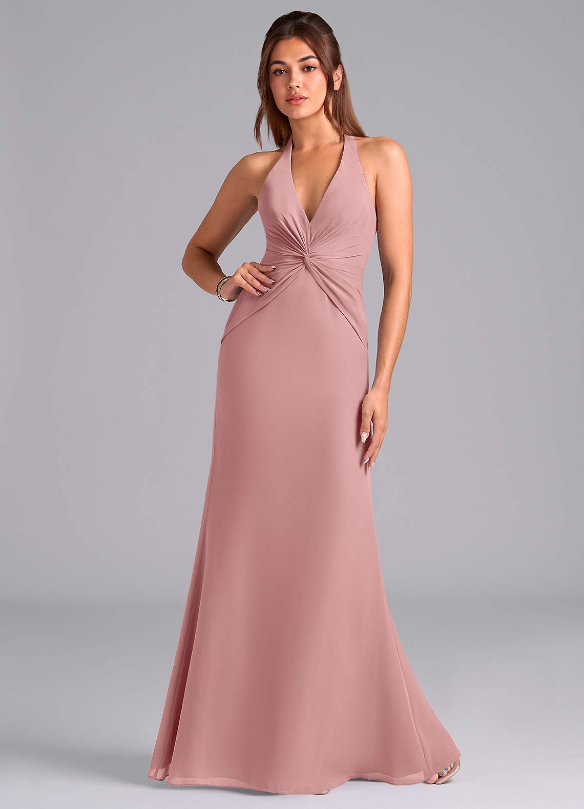 Valerie Mermaid V-Neck Chiffon Bridesmaid Dress in dusty rose