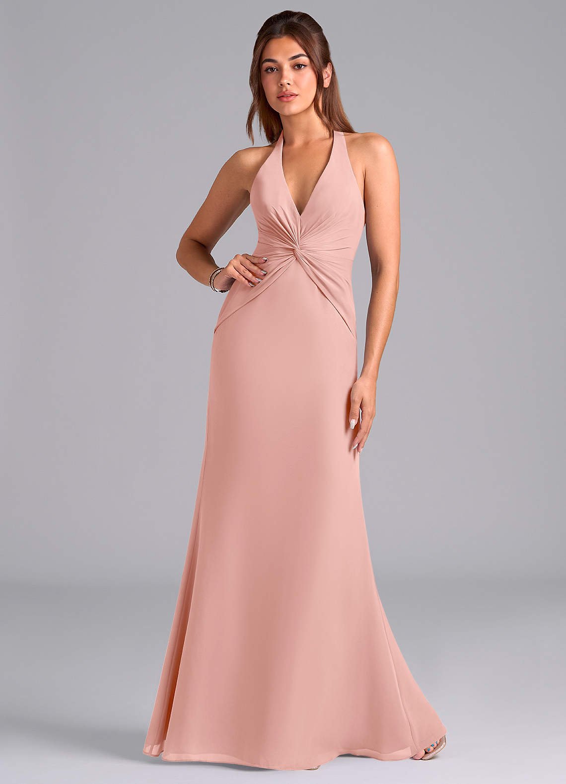 Valerie Mermaid V-Neck Chiffon Bridesmaid Dress in Rosette