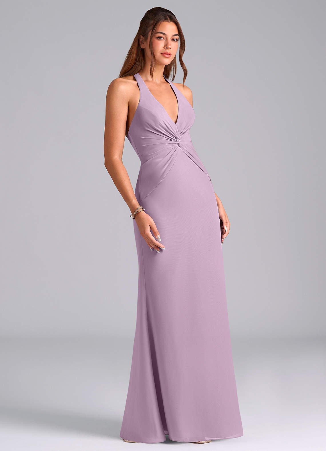 Valerie Mermaid V-Neck Chiffon Bridesmaid Dress in Wisteria