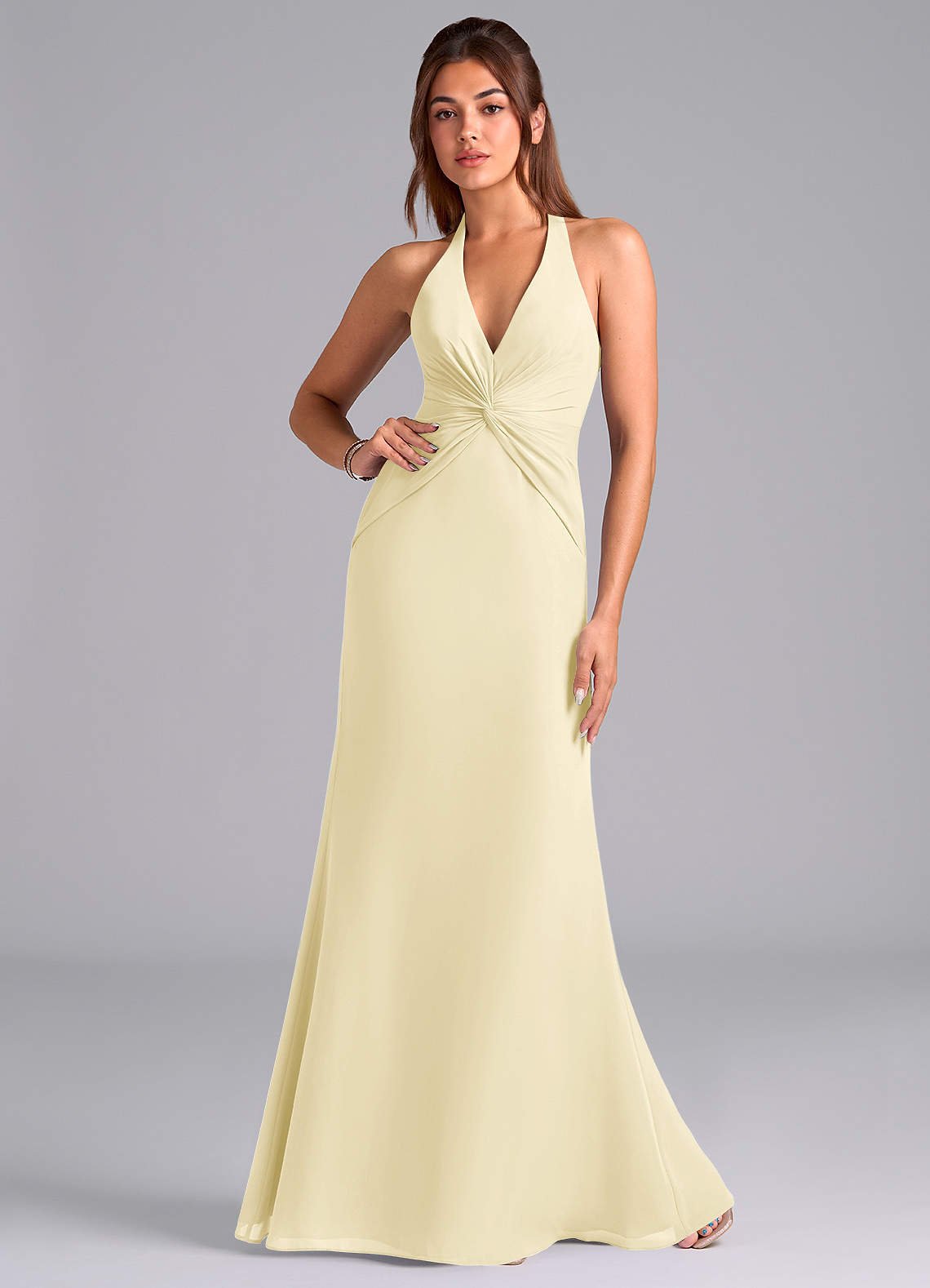 Valerie Mermaid V-Neck Chiffon Bridesmaid Dress in Lemon Sorbet