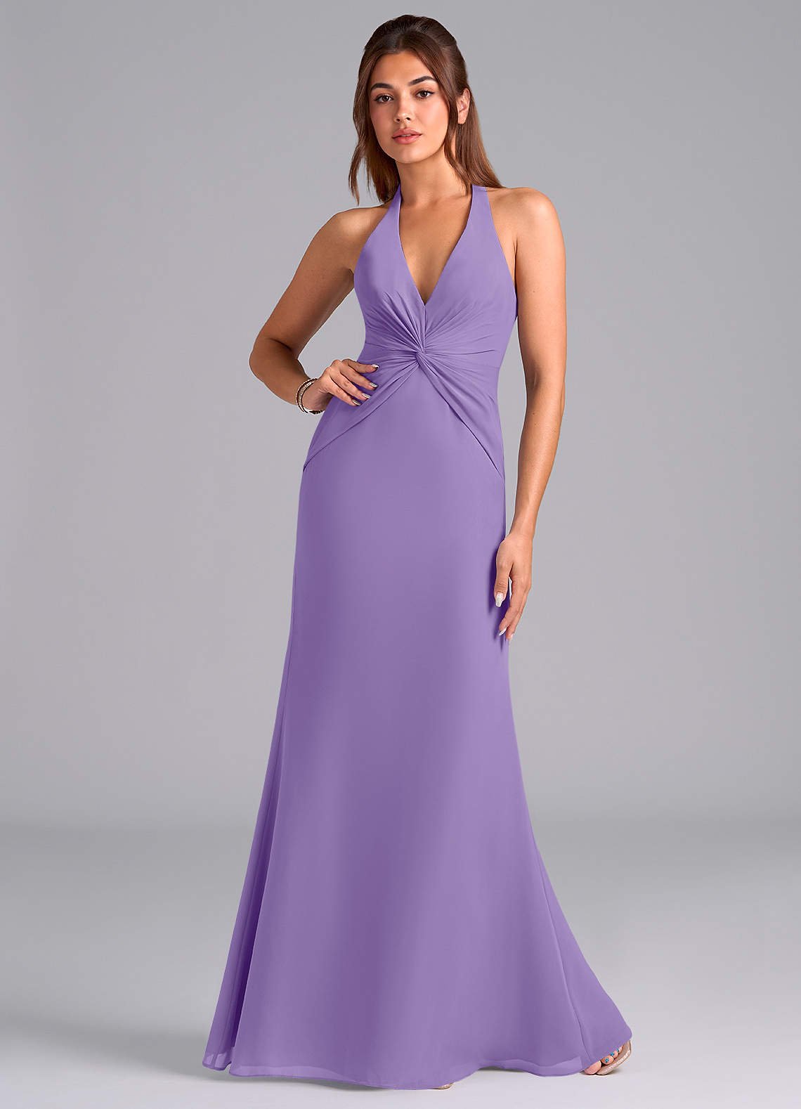 Valerie Mermaid V-Neck Chiffon Bridesmaid Dress in Tahiti
