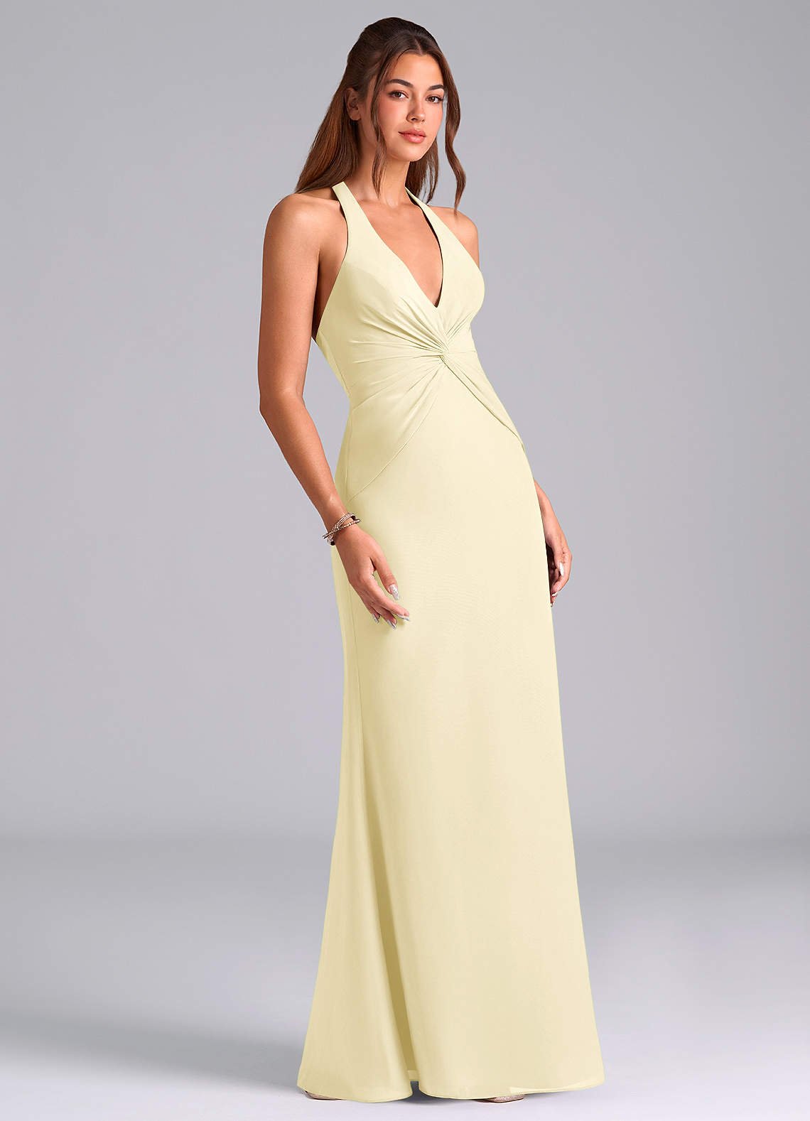 Valerie Mermaid V-Neck Chiffon Bridesmaid Dress in Lemon Sorbet