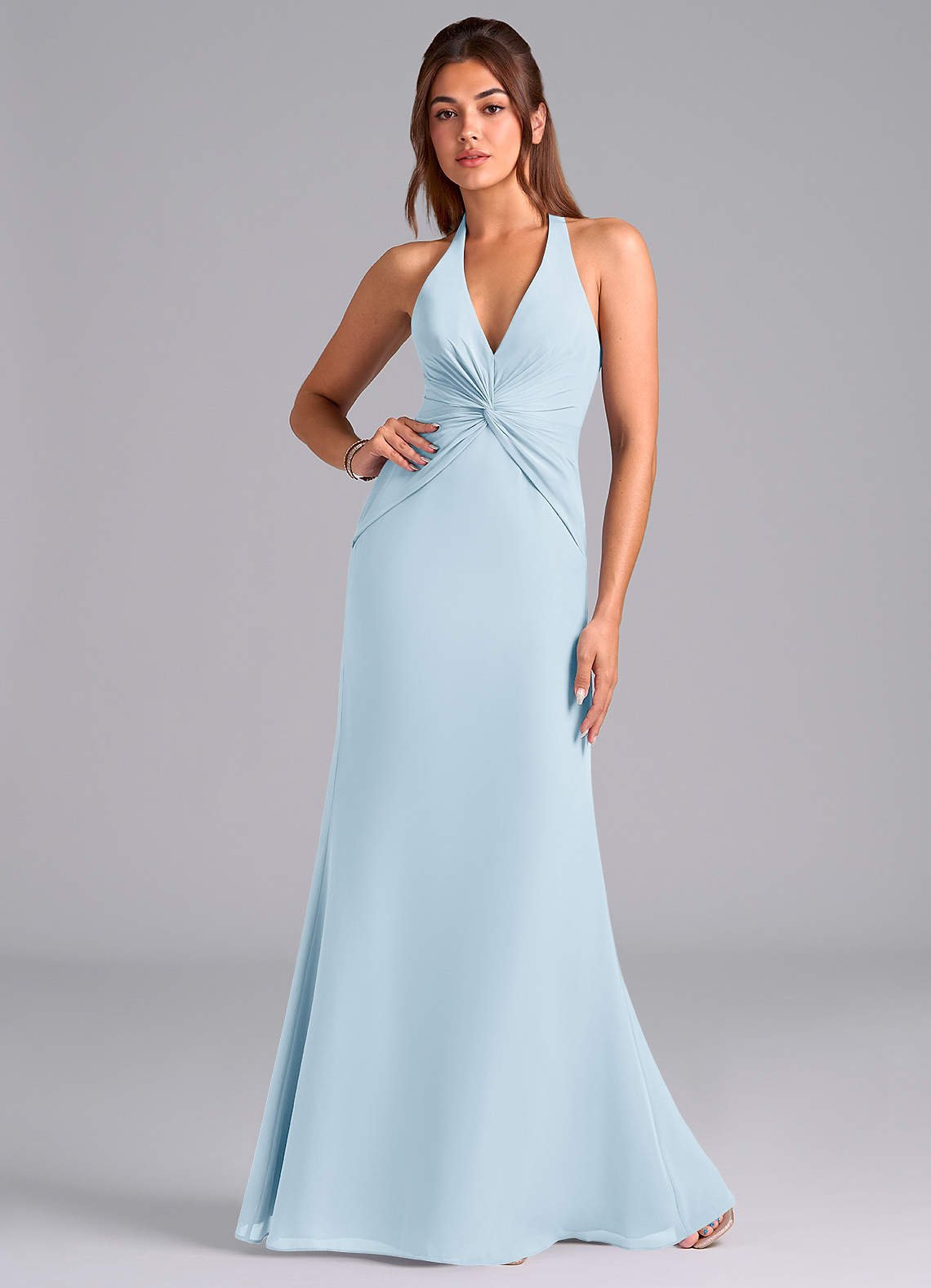 Valerie Mermaid V-Neck Chiffon Bridesmaid Dress in Sky Blue