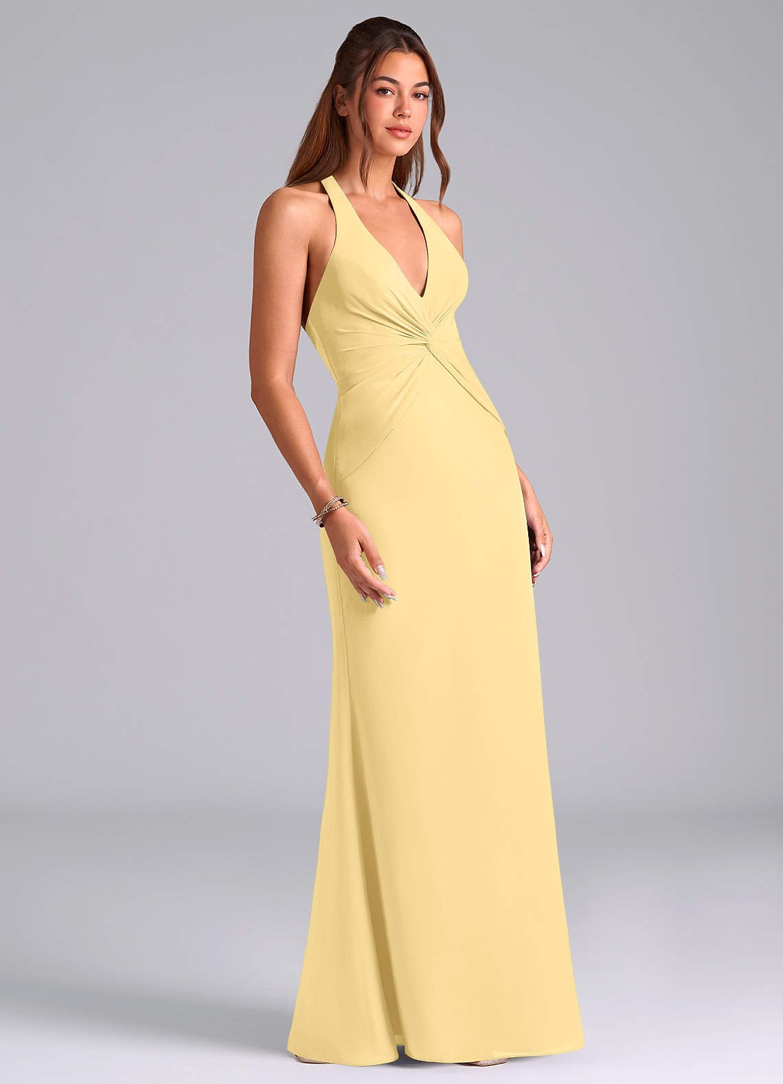 Valerie Mermaid V-Neck Chiffon Bridesmaid Dress in Butter