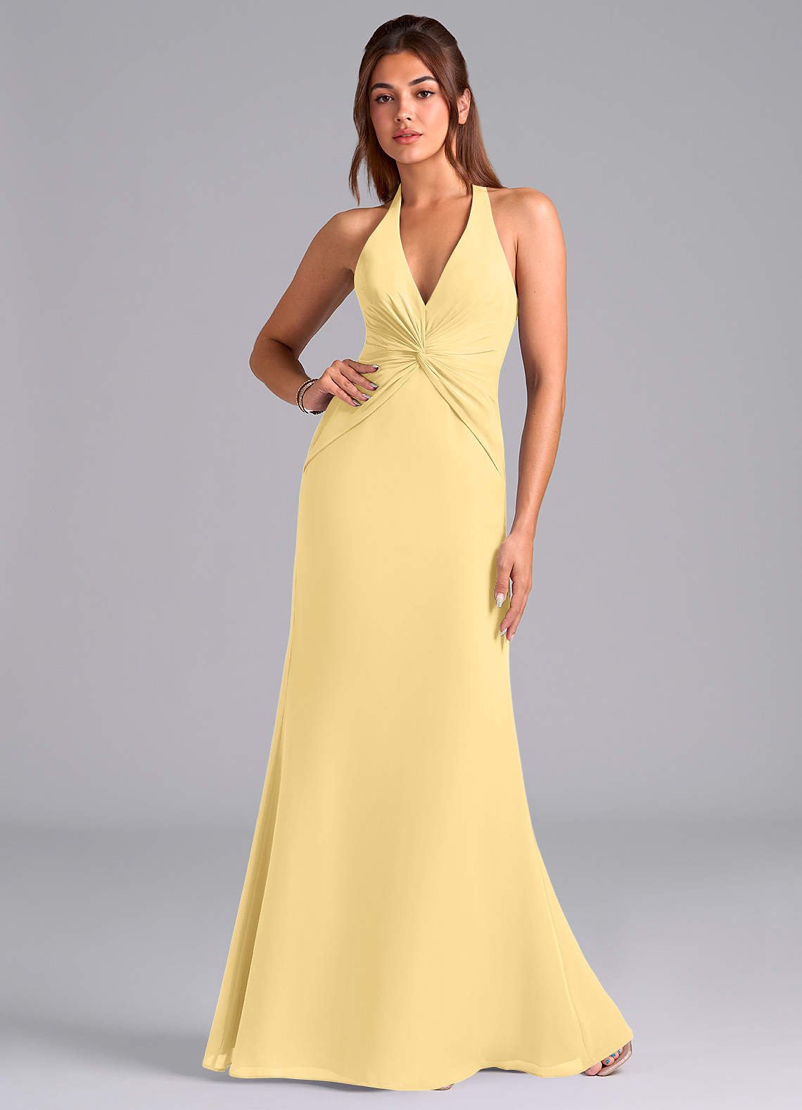 Valerie Mermaid V-Neck Chiffon Bridesmaid Dress in Butter