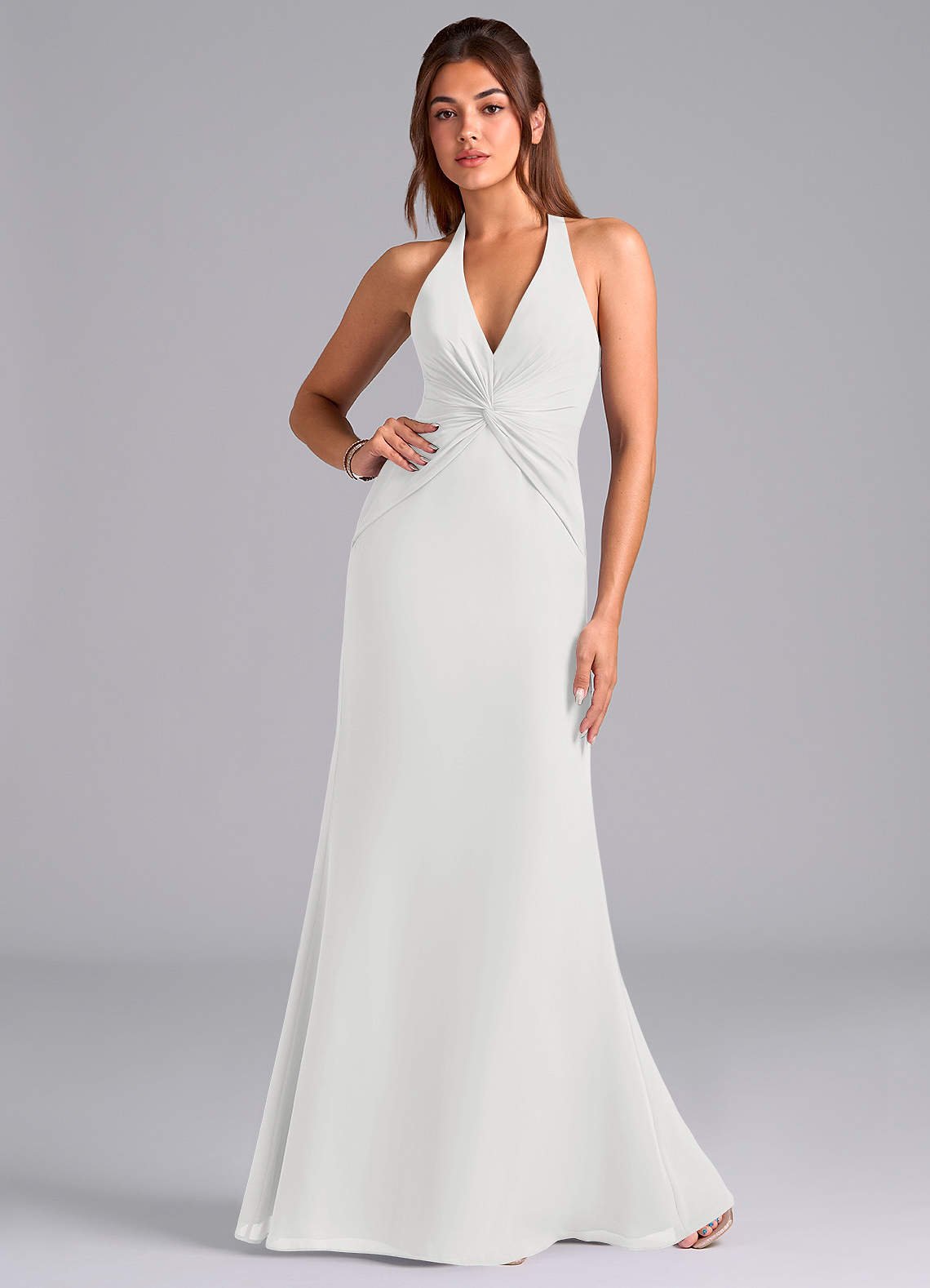 Valerie Mermaid V-Neck Chiffon Bridesmaid Dress in white
