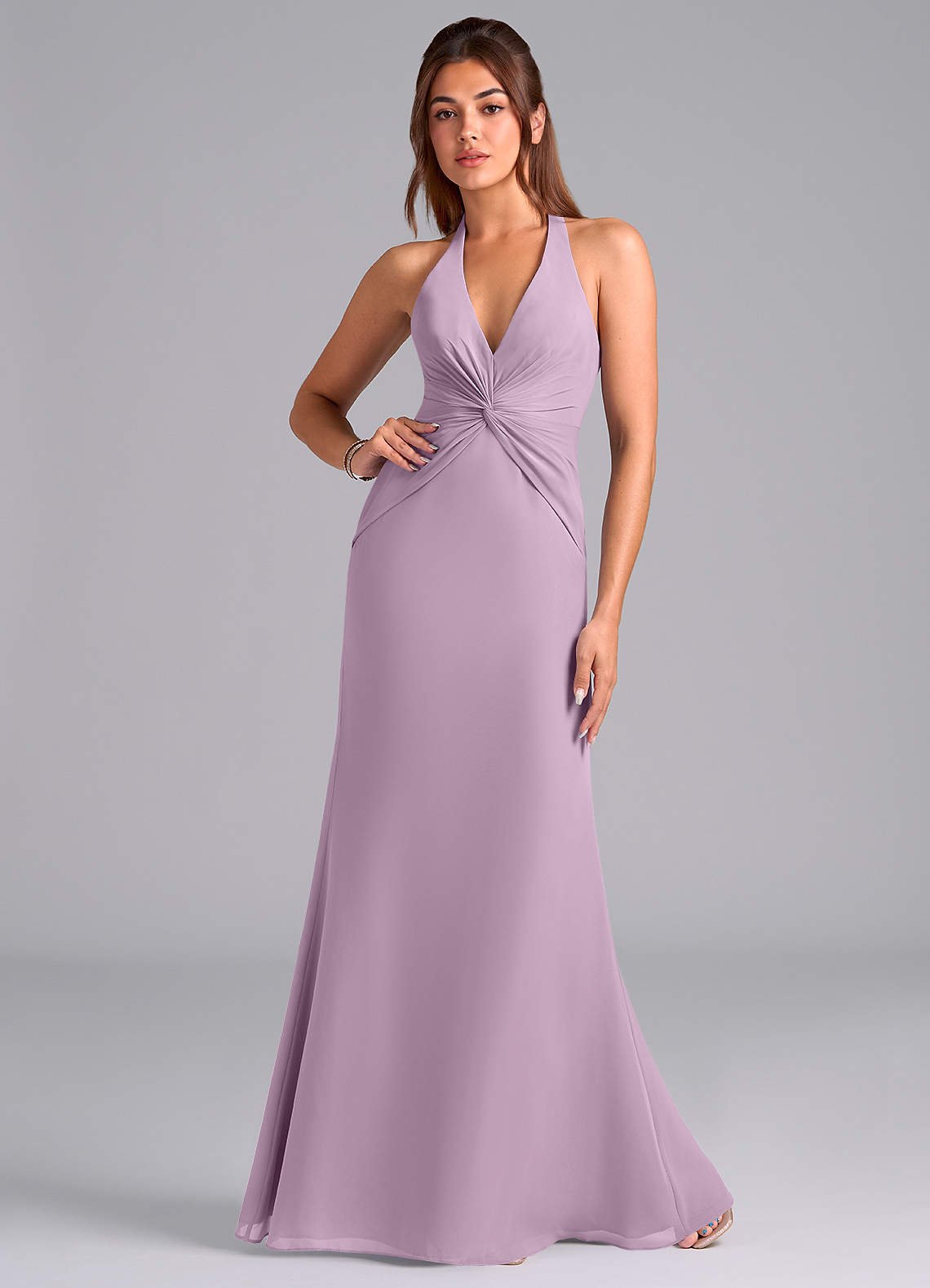 Valerie Mermaid V-Neck Chiffon Bridesmaid Dress in Wisteria