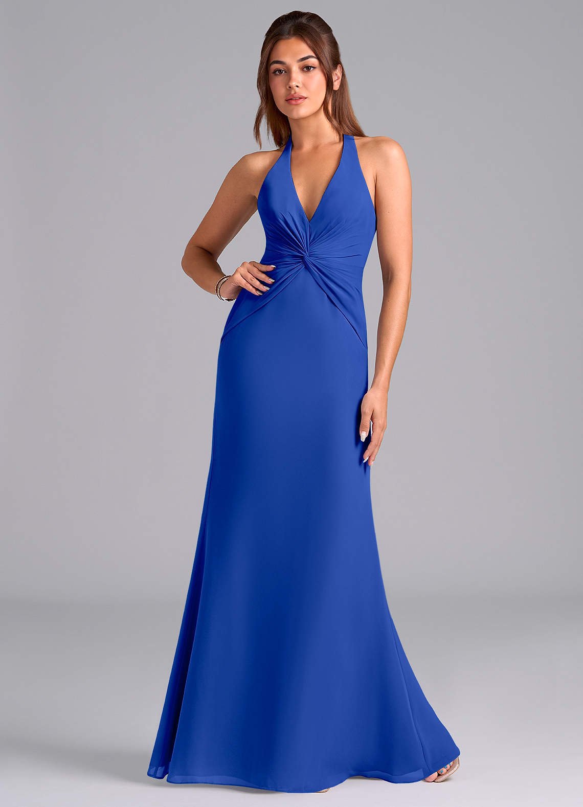 Valerie Mermaid V-Neck Chiffon Bridesmaid Dress in Royal Blue