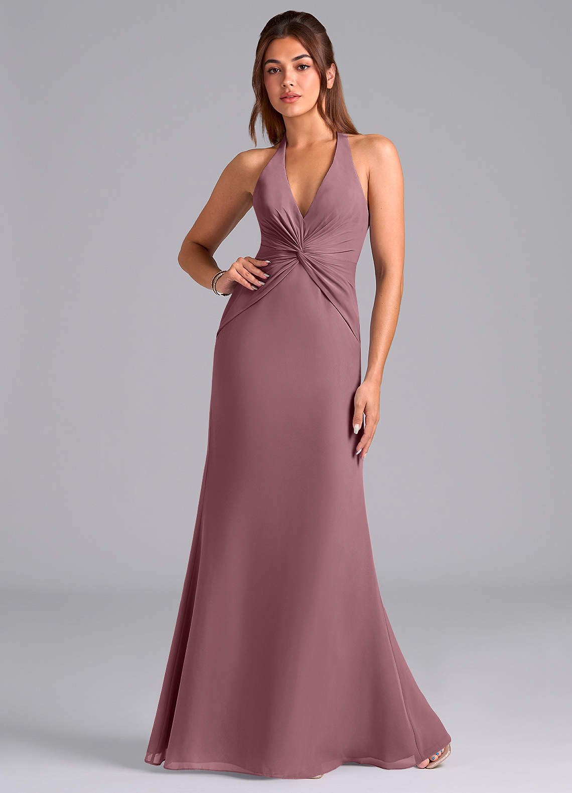 Valerie Mermaid V-Neck Chiffon Bridesmaid Dress in Amethyst