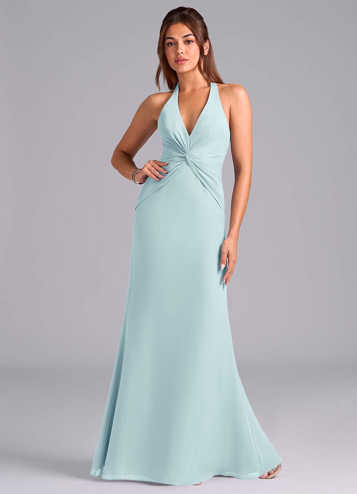 Valerie Mermaid V-Neck Chiffon Bridesmaid Dress in Sea Glass