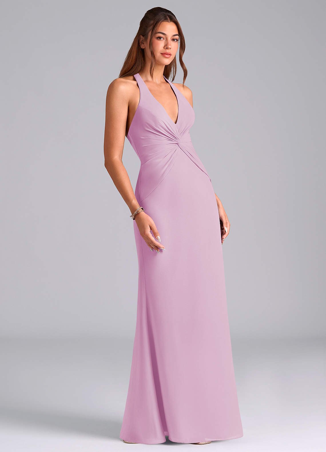 Valerie Mermaid V-Neck Chiffon Bridesmaid Dress in candy pink