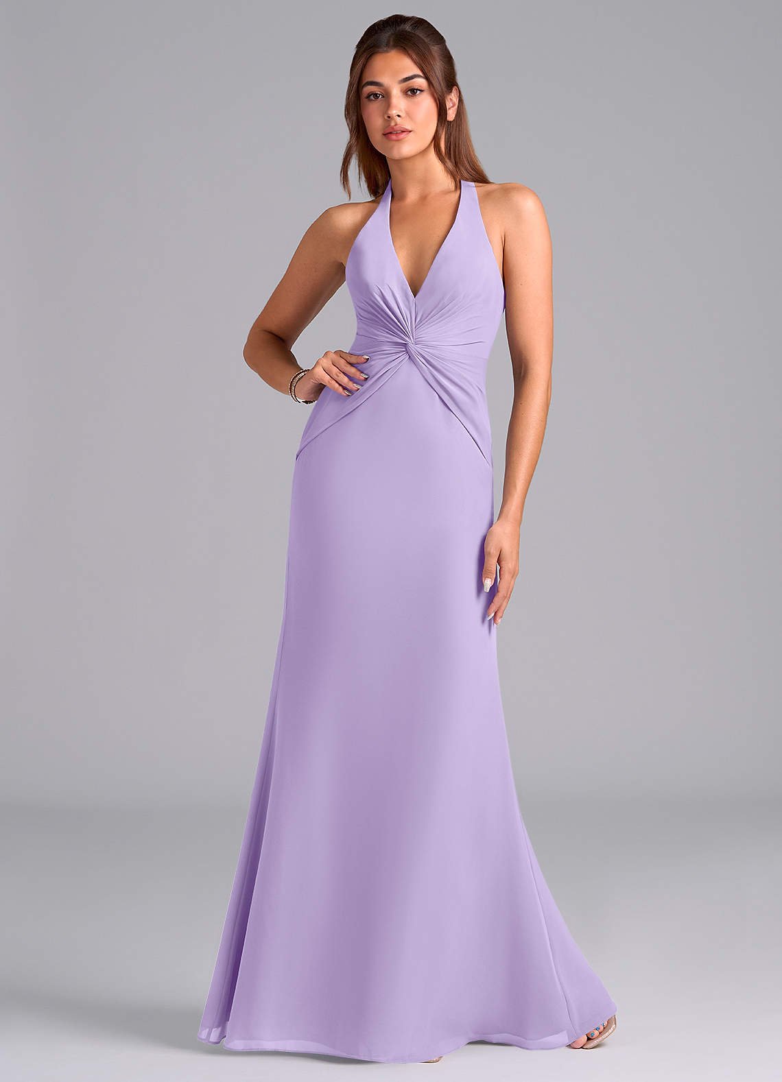 Valerie Mermaid V-Neck Chiffon Bridesmaid Dress in Lilac