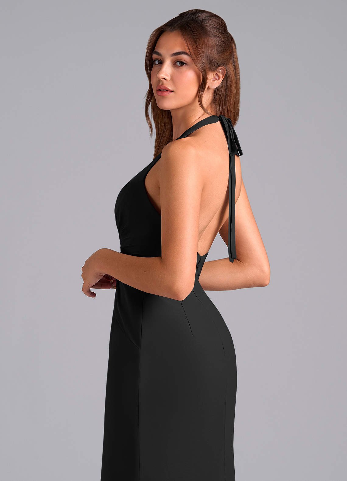 Valerie Mermaid V-Neck Chiffon Bridesmaid Dress in black