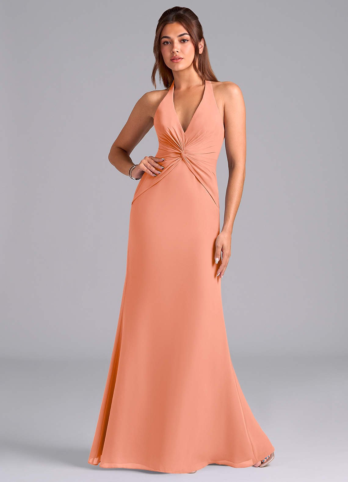 Valerie Mermaid V-Neck Chiffon Bridesmaid Dress in Sunset