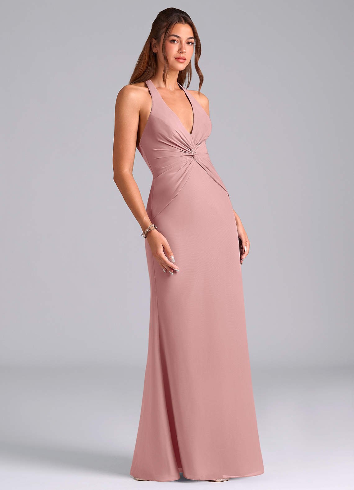 Valerie Mermaid V-Neck Chiffon Bridesmaid Dress in dusty rose