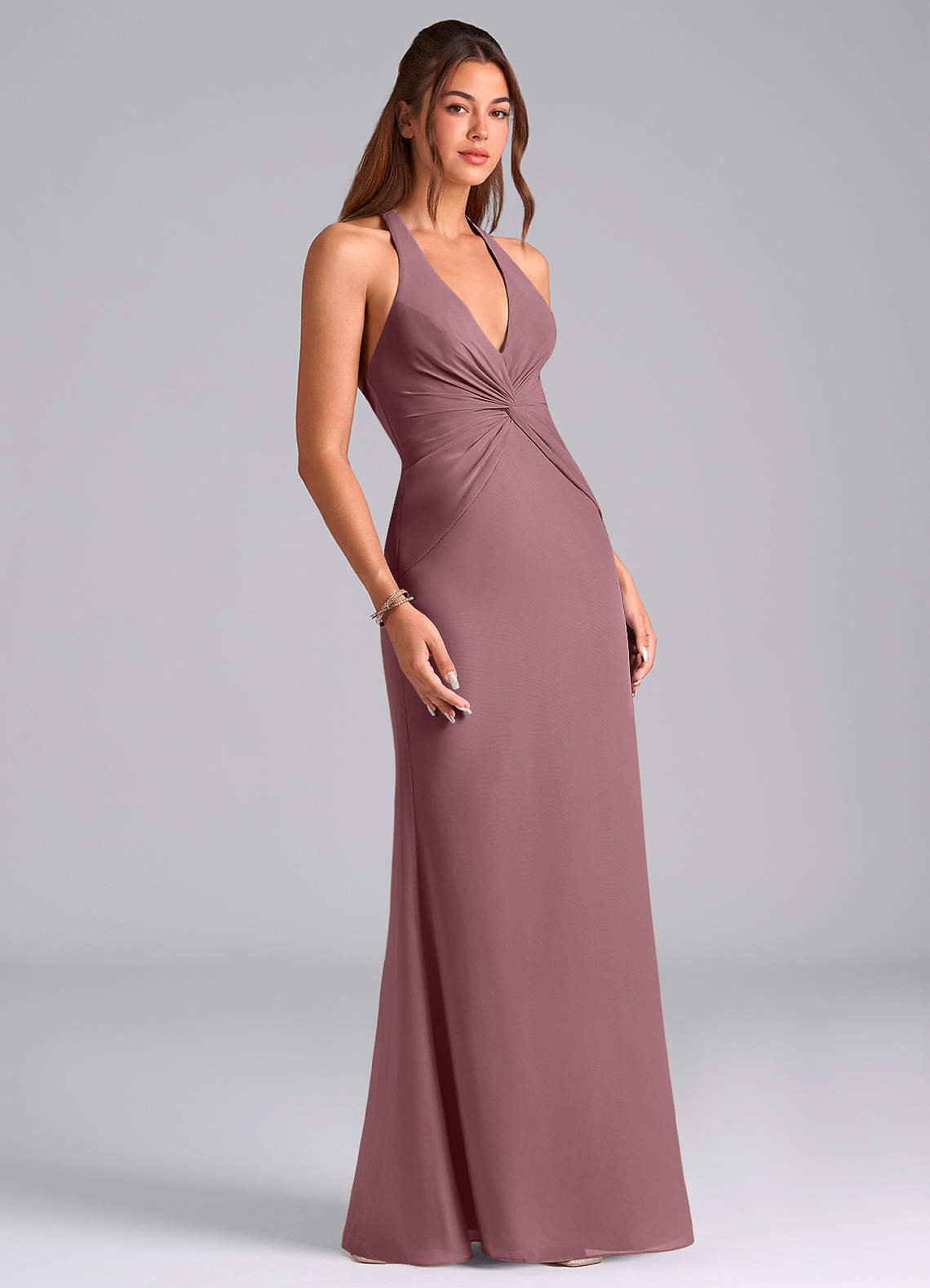 Valerie Mermaid V-Neck Chiffon Bridesmaid Dress in Amethyst