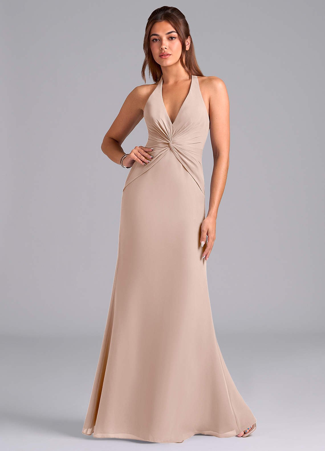 Valerie Mermaid V-Neck Chiffon Bridesmaid Dress in English Rose