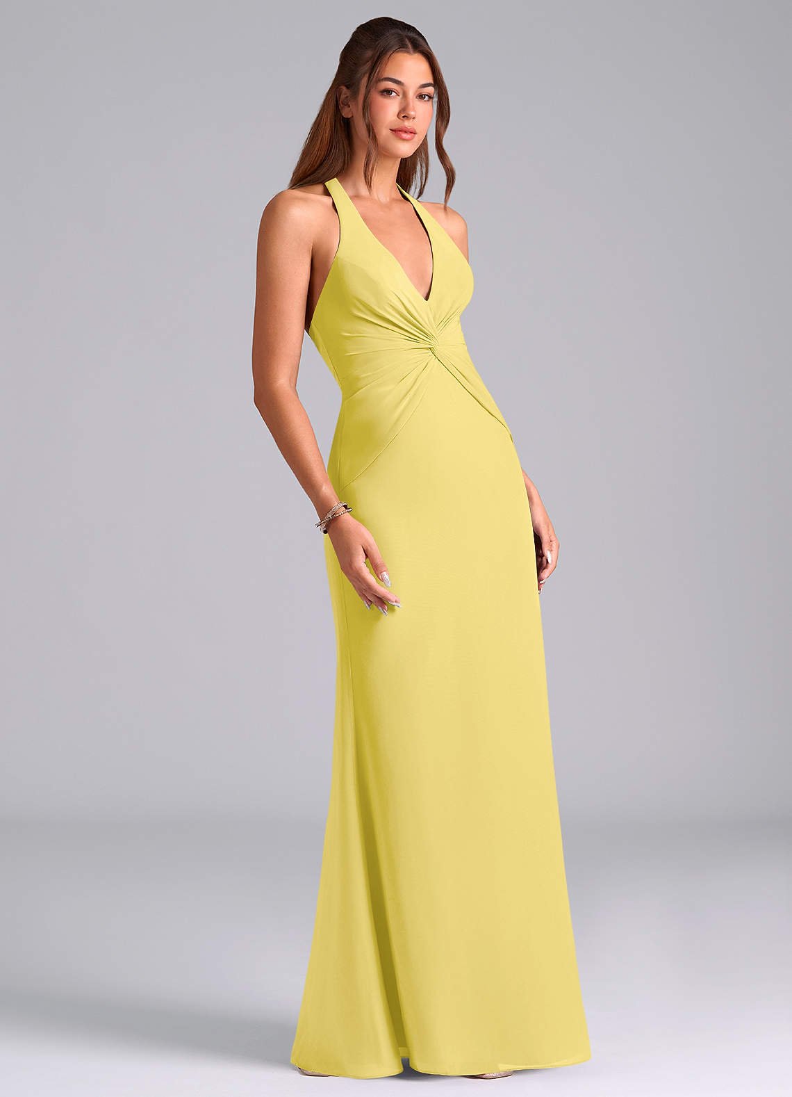 Valerie Mermaid V-Neck Chiffon Bridesmaid Dress in Canary