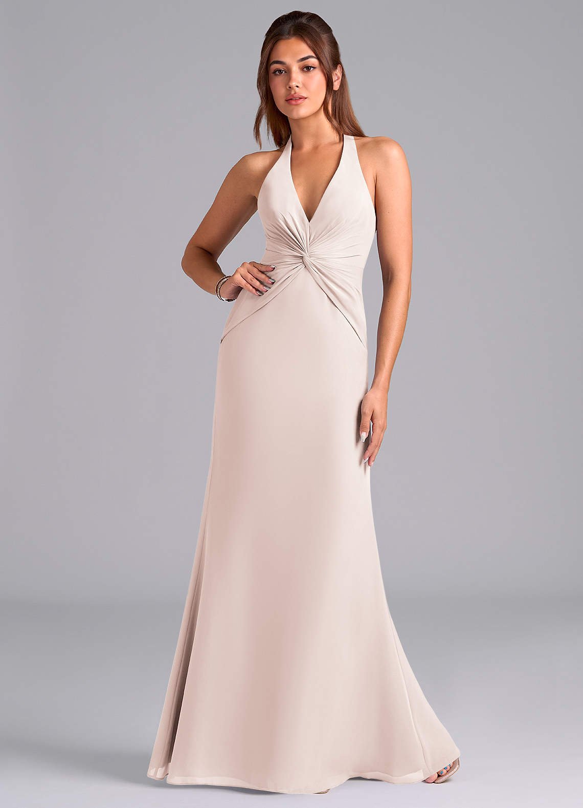 Valerie Mermaid V-Neck Chiffon Bridesmaid Dress in Rose Petal