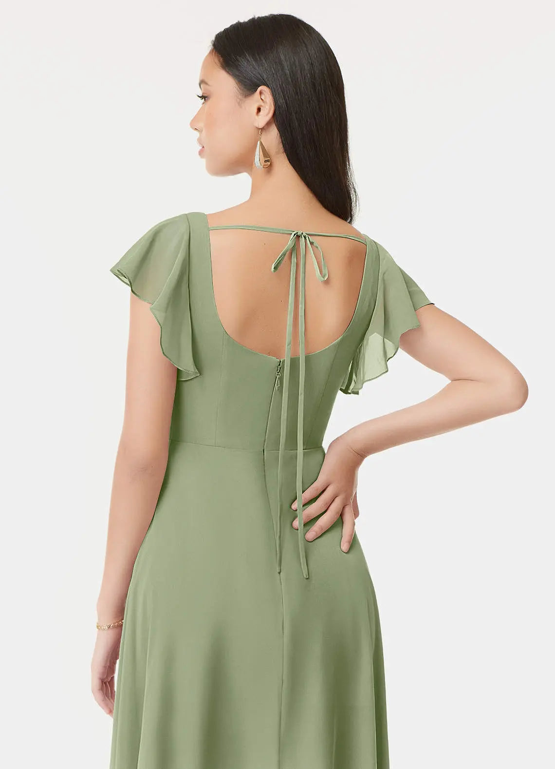 Bondi A-Line Square-Neck Chiffon Bridesmaid Dress in Pistachio