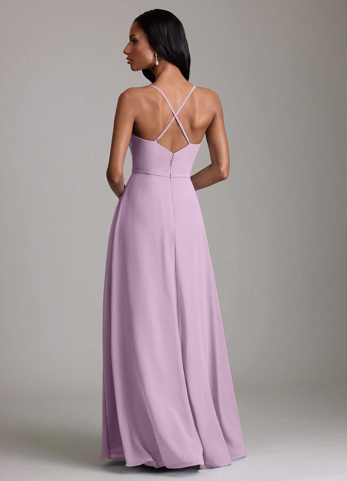 Naeem A-Line V-Neck Chiffon Bridesmaid Dress in Wisteria