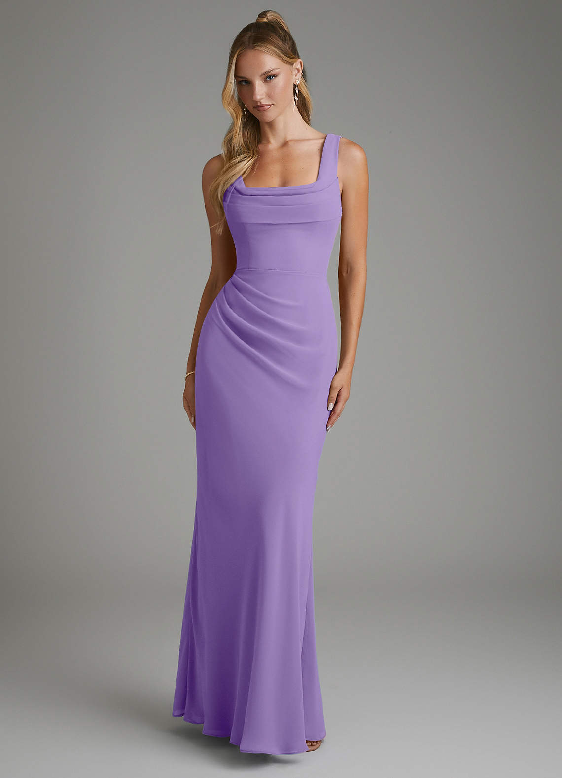 Asa Sheath Square-Neck Chiffon Bridesmaid Dress in Tahiti