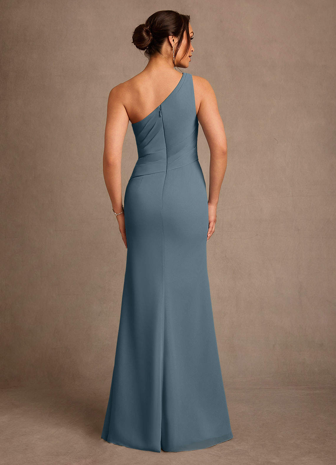 Floy Sheath One-Shoulder Chiffon Mother of the Bride Dress in Twilight