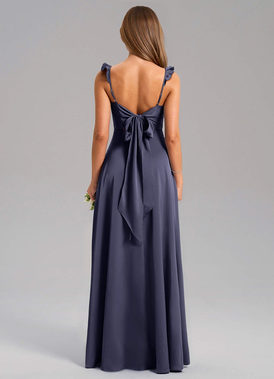 Everett A-Line V-Neck Chiffon Bridesmaid Dress in Stormy