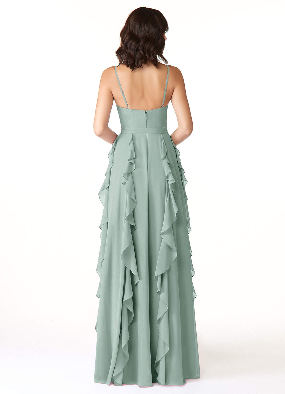 Peyton A-Line V-Neck Chiffon Bridesmaid Dress in Agave