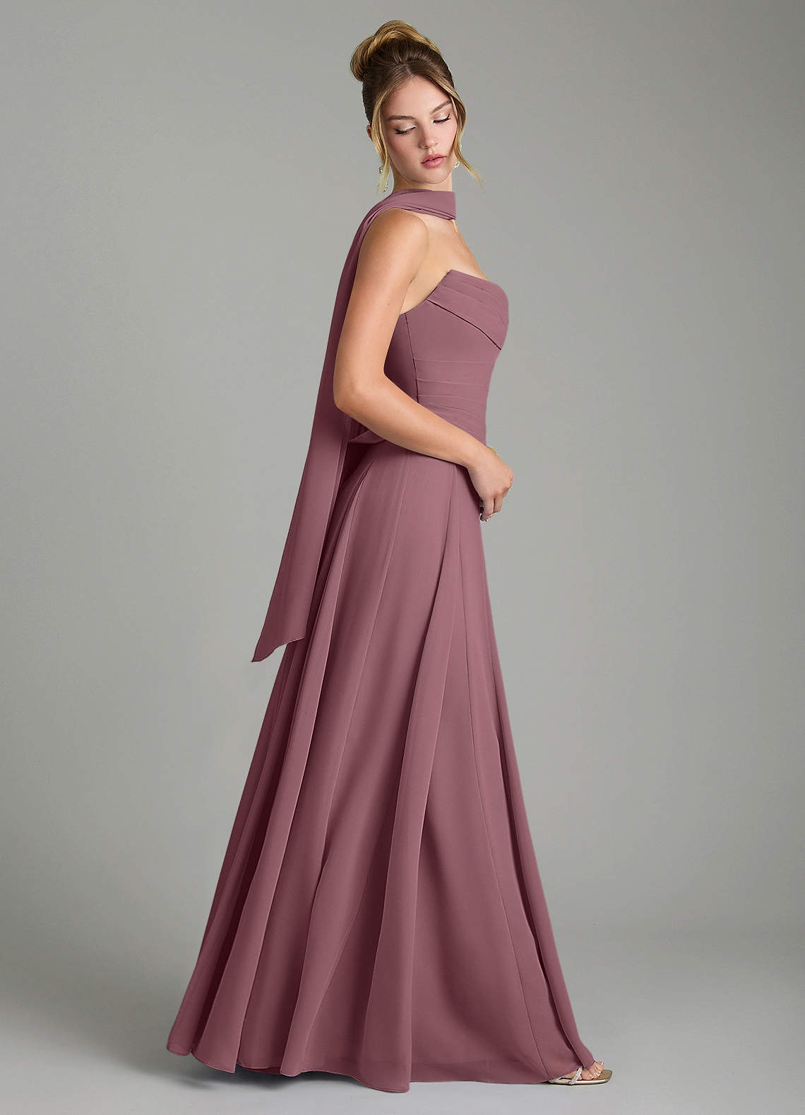 Gabriela A-Line Cowl-Neck Chiffon Bridesmaid Dress in Amethyst
